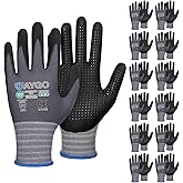KAYGO MicroFoam Nitrile Coated Work Gloves, 12 Pairs KG19N Seamless Knit Nylon, Micro Dots for Enhanced Grip, Breathable and Durable, Ideal for Automotive, General Assembly, Painting, Gray, M