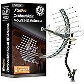 GE Outdoor HD Digital TV Antenna, Long Range Smart TV Antenna, Supports 4K 1080P HD Smart TV VHF UHF, J Mount Included for At