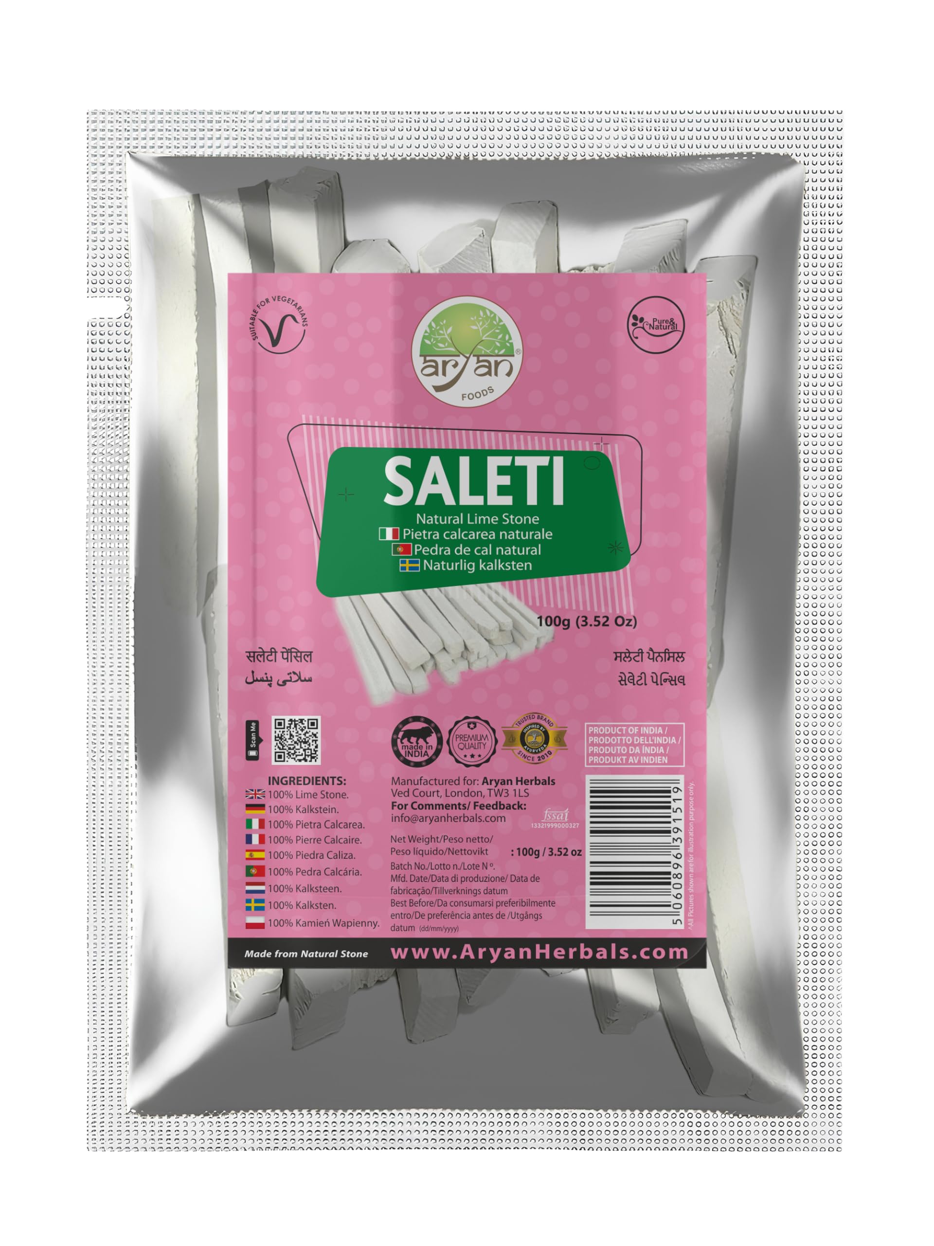 Aryan Saleti Pencil Sticks for Writing, Natura Limestone-100gm