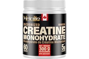 MetaLife 100% Pure Creatine Monohydrate Powder, Canada-Made, 300 g (60 Servings) Micronized Powder, For Muscle Growth, Streng