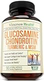 Glucosamine with Chondroitin Turmeric MSM Boswellia. Supports Occasional Joint Pain Relief. Helps Inflammatory Response, Antioxidant Properties. Supplement for Back, Knees, Hands. 90 Capsules