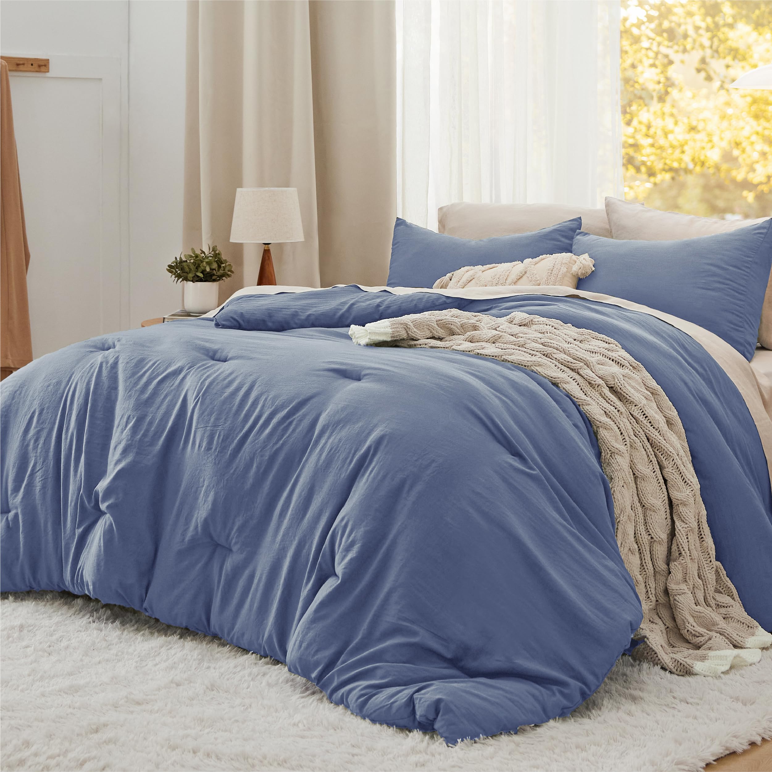 Photo 1 of **MISSING PARTS**
Bedsure King Comforter Set, Blue Soft Prewashed Bedding for All Seasons, 3 Pieces GentleSoft™ Bed Set, 1 Lightweight Comforter (104"x90") and 2 Pillowcases (20"x36")