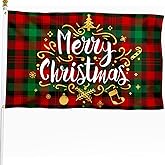 XIFAN Merry Christmas Flag 3x5 ft, Heavy Duty Polyester Happy New Year Banner, Christmas Party Supplies, Yard Sign House Wall Holiday Outdoor Decoration