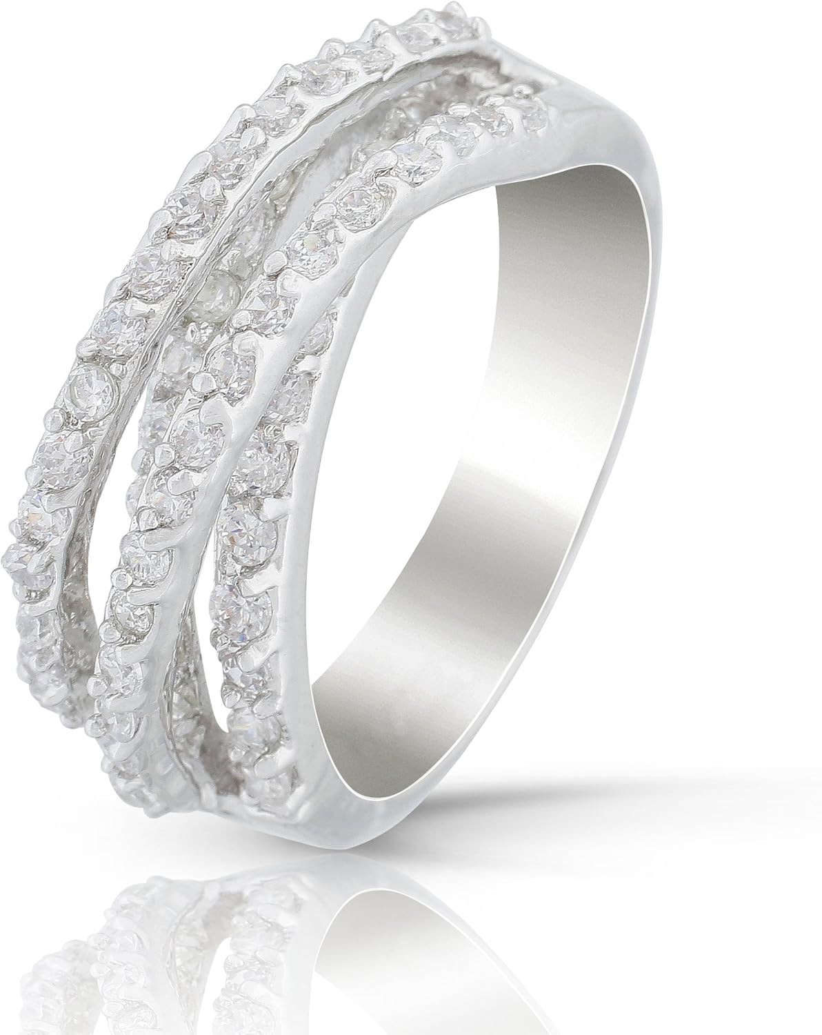 JanKuo Jewelry Rhodium Plated Antique Vintage Style Champagne Color Cubic Zirconia Cocktail Ring