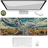 Vintage Road Classic Car Gaming Mouse Pad, Mouse Pad, Desk Mat, Non-Slip Rubber Base MousePads for Computers Laptop Office School Home Accessories Decor Gifts 31.5" x 11.8"