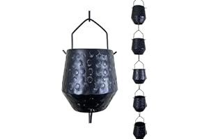 Rain Chains by JASINC Harmony Rain Chain, Aluminum, 8.5 Feet Length, Black Powder Coated, to Replace Gutter Downspout, JAS3005BLK