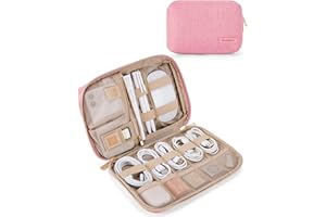 BAGSMART Electronics Organizer Travel Case, Small Travel Cord Organizer Bag for Travel Essentials, Travel Tech Organizer as Travel Accessories for Men Women, Cable Organizer for Phone, SD Card, Pink