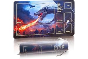 PARTYPDA MTG DND Play Mat Game Mat- 3MM Thick High-Density Non-Slip Surface, Stitched Reinforced Edges for Magic playmats, DND Tabletop RPG, TCG Card Games(Dragon 3)