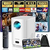 [Electric Focus] Projector with WiFi and Bluetooth, Agreago 1080P Native Projector, 15000Lumens Portable Mini Projector, Outd