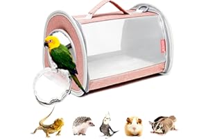 Ioview Guinea Pig Carrier Travel Small Animal Carrier Bag Lizard Bird Rabbit Carrier Cage Squirrel Breathable Bag Portable Travel Hamster Small Pet Hangbag (Small, Pink)
