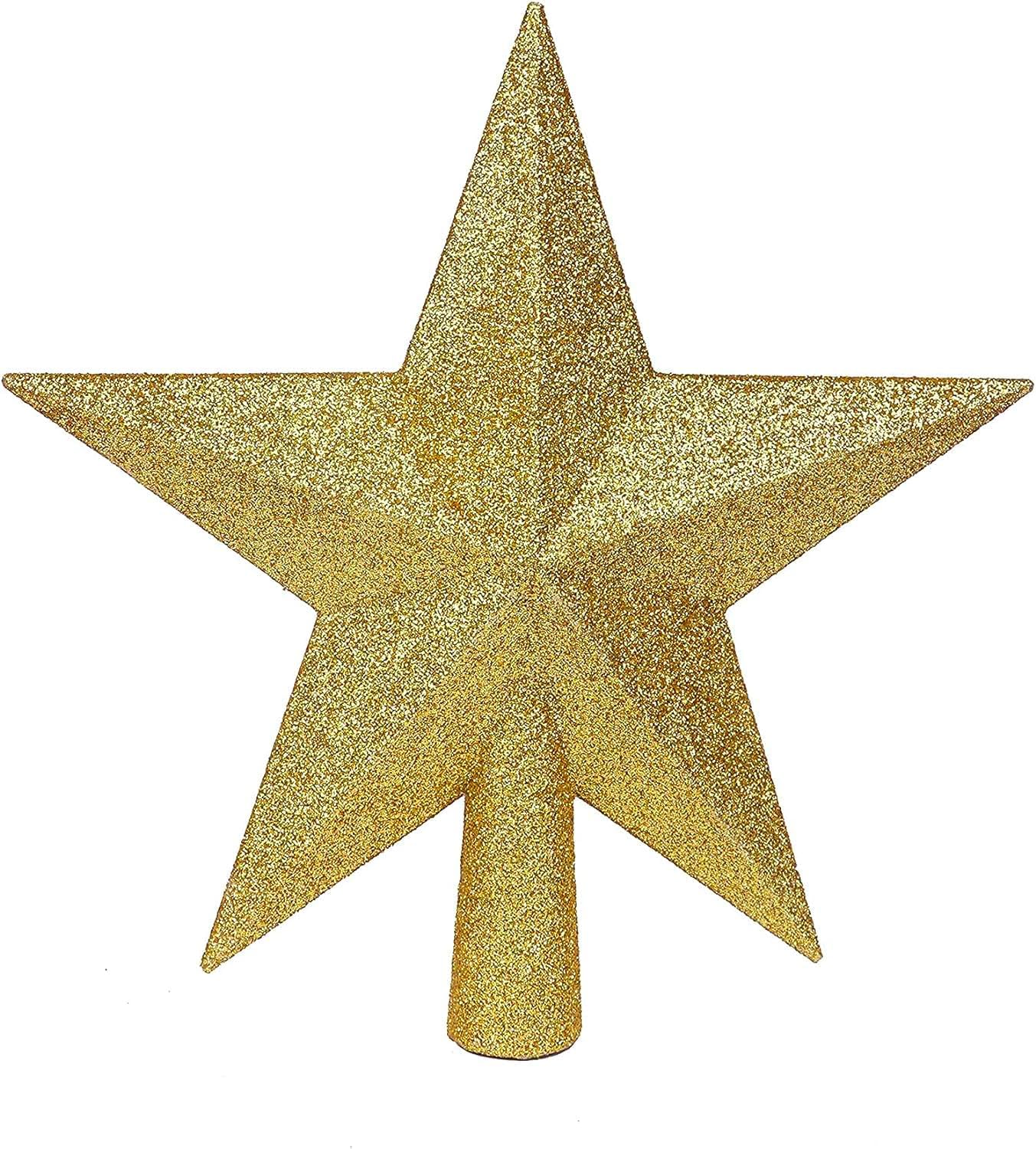 Tree Toppers - YYCRAFT Glitter Star Tree Topper 8 Inch Christmas Decoration-Gold