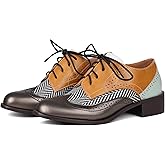 Yremael Women Black Oxfords Lace Up Pointed Toe Classic Business Formal Wingtip Brogue Dressy Shoes