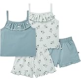 Modern Moments by Gerber baby-girls 4-piece Set (2 Flutter Sleeve Top & 2 Ruffle Wide Leg Short)