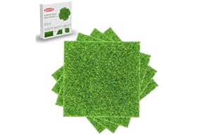 KAEZDD 4 Packs 6 X 6 Inch Fake Grass Decor for Crafts, Artificial Grass for Miniature Ornament Projects, Model Turf Grass for DIY Fairy Garden Accessories and Decor Kit