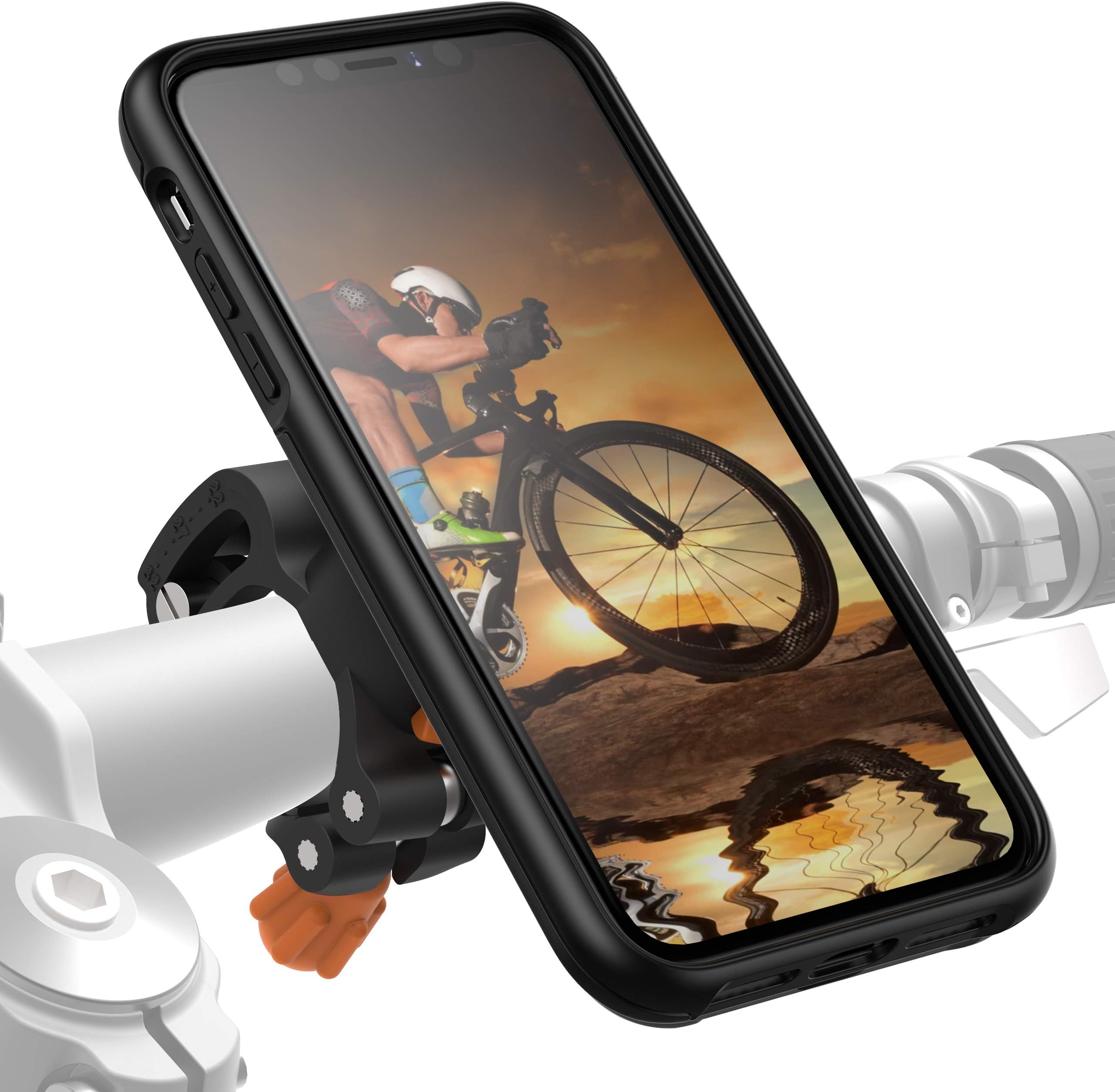 MORPHEUS LABS M4s iPhone 11 Bike Mount, Phone Holder & iPhone 11 Case, Bicycle Cell Phone Holder, Adjustable, fits Most Handlebars, 360 Rotation Stand, Bike Kit for iPhone 11 [Black]
