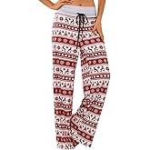 X-Image Women's Comfy Pajamas Drawstring Stretch Floral Print Long Wide Leg Lounge Pants