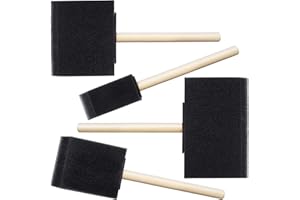 SmallCat 4 PCS Foam Paint Brushes, 4 Sizes Foam Sponge Brushes for Varnishes, Sponge Brushes with Wood Handles for Painting, Staining, and DIY Crafts (1", 2", 3", 4") - Black