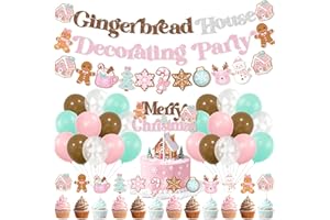 Glitter Christmas Gingerbread House Decorating Party Decorations, Christmas Gingerbread Baking Cookie Swap Party Decor Winter