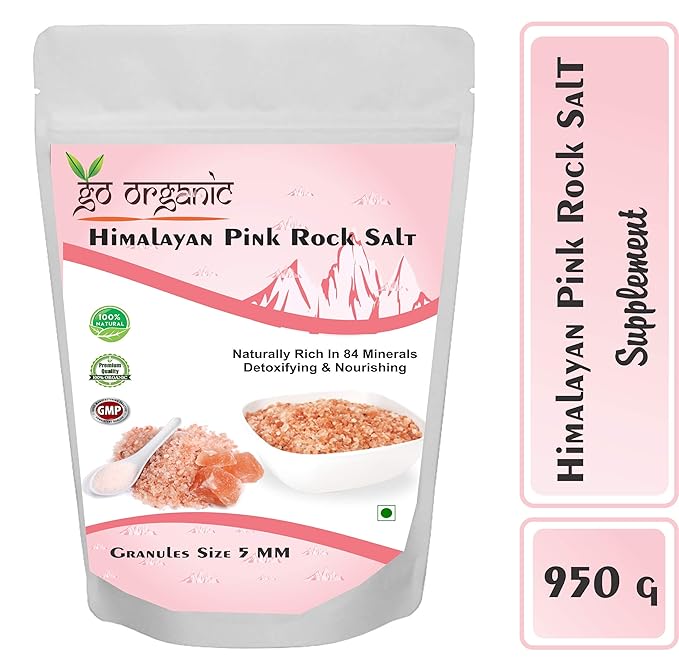 Go Organic Himalayan Pink Salt ( Mineral Salt ) Coarse Grain (5-8 mm), Rock Salt 950 Gm