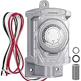 SURAIELEC 20 AMP 24H Mechanical Timer Switch for Outdoor Electrical Boxes | 120V Power Control, for Waterproof Junction Box, RV Outlet, Driveway, Pool Light, Security System, Holiday Decorations