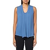 Kasper Womens Slvlss Tie Front Blouse