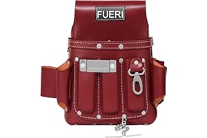 FUERI Professional 4 Pocket Electrician Tool Pouch Tool Bag Tool Kit | High Grade Premium Leather, Riveted Reinforcement Organizer Tool Holder | Carpenters Tool Pouch 4 Pockets