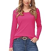 Smile Fish Women Boat Neck Loose Fit T Shirt Long Sleeve Shirts Casual Top Tees