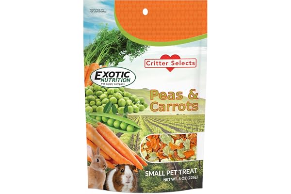 Exotic Nutrition Peas & Carrots 8 oz. - Healthy Natural Mixed Dried Vegetable Treat - for Rabbits, Guinea Pigs, Hamsters, Chinchillas and Small Pets