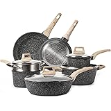CAROTE Kitchen Cookware Sets, 11 Pcs Nonstick Pot and Pan Set, Granite Cookware, Non Stick Frying Pans Set (Granite, Inductio