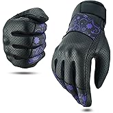 JAUNTY Motorcycle Gloves for Women Leather Riding Touchscreen Gloves for Ladies with Hard Knuckle Perforated Breathable Biker, ATV BMX, Combat Motocross, Riding Racing (Purple, Large)