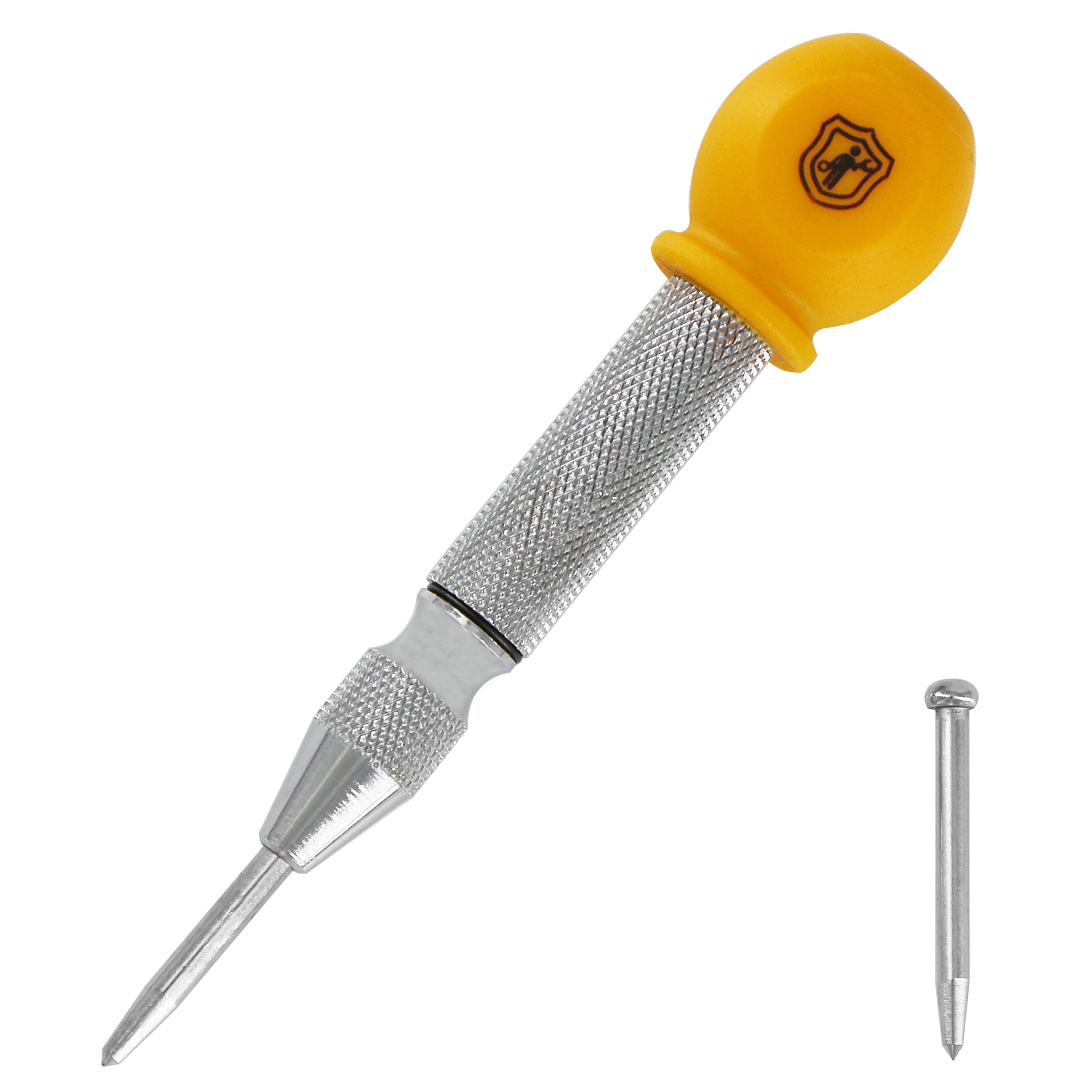 5 Inch Spring-Loaded Automatic Center Punch - Steel Hole Marker For Wood Metal Plastic & Glass Breaker