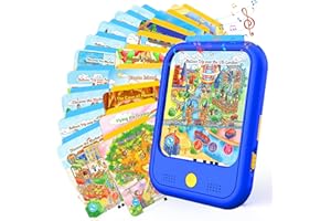 QIAOJOY Kids Learning Tablet Bilingual, Montessori Educational Learning Toys for Toddlers 2-5 Year Olds, with 2000+ Words and Games, Autism Sensory Speech Therapy Toys, 2 3 4 5 Year Old Boy Girl Birthday Gift