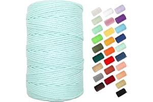 Macrame Cord, BYWORLD 3mm Cotton Rope 220 Yards(200m) Twine String, 100% Natural Cotton Colored Macrame Rope for Macrame Kit, Plant Hangers, Wall Hanging, Christmas or Wedding Decorative(Light Blue)