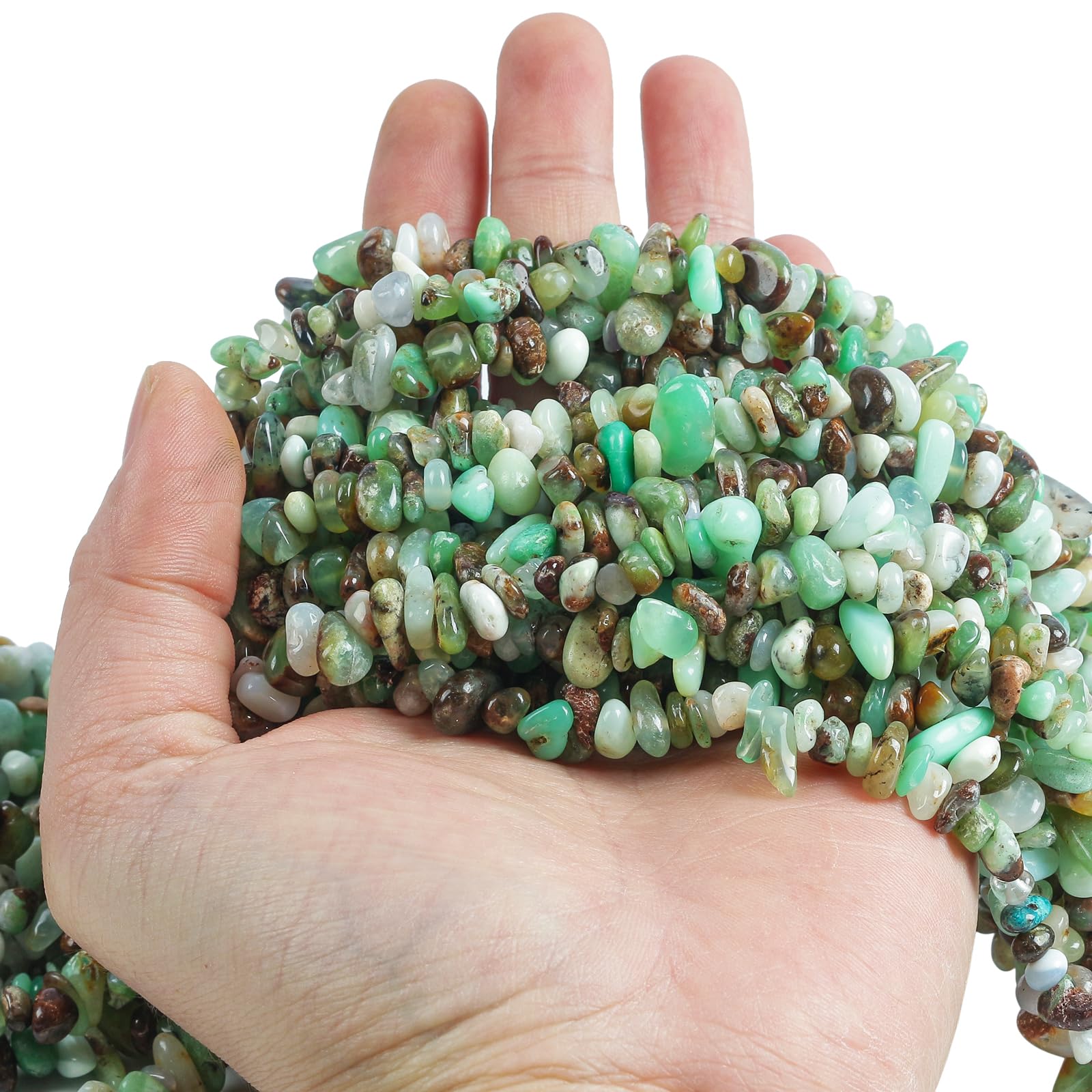 Lovionus89 150 CM Australia Green Jasper Irregular Shaped Crystal and Healing Tumbled Chip Stone Beads for Jewelry Making