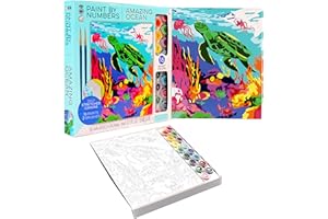 Bright Stripes iHeartArt Paint by Numbers Kit for Kids Ages 6+ | Amazing Ocean Theme | Art Set with Framed Canvas, 16 Paints & 2 Brushes | DIY Painting Activity Gift for Beginners and Young Artists