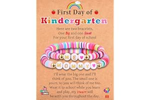 IKIATY First Day of School Kindergarten Preschool Gifts for Girls, Mommy and Me Matching Bracelets Set, Back to School Gifts for Daughter from Mom