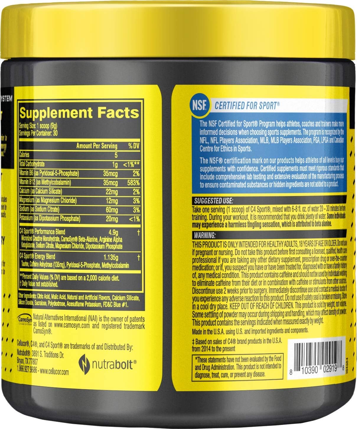 C4 Sport Pre Workout Powder Blue Raspberry | NSF Certified for Sport + Sugar Free Pre-Workout Energy Supplement for Men & Women | 135mg Caffeine + Creatine Monohydrate | 30 Servings: Health & Personal Care