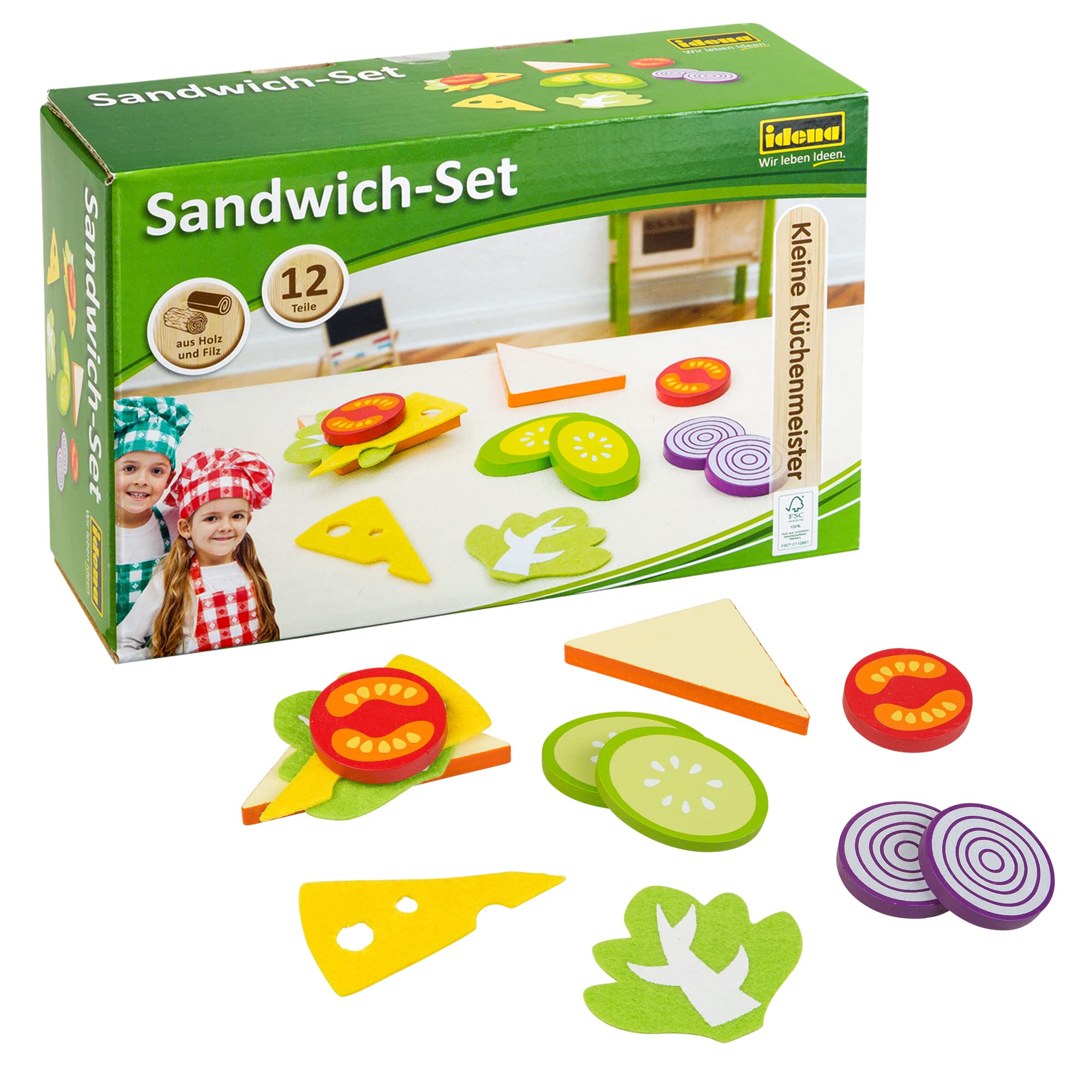 Idena 4100105 Kleine Küchenmeister Wooden Sandwich Set