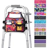 supregear Side Walker Bag, Walker Accessories Bag w/Cup Holder, Folding Walker Basket Waterproof Walker Organizer Caddy Pouch for Most Walker with Side Bar for Seniors, Elderly, Double Sided