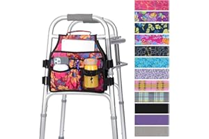 supregear Side Walker Bag, Walker Accessories Bag w/Cup Holder, Folding Walker Basket Waterproof Walker Organizer Caddy Pouch for Most Walker with Side Bar for Seniors, Elderly, Double Sided