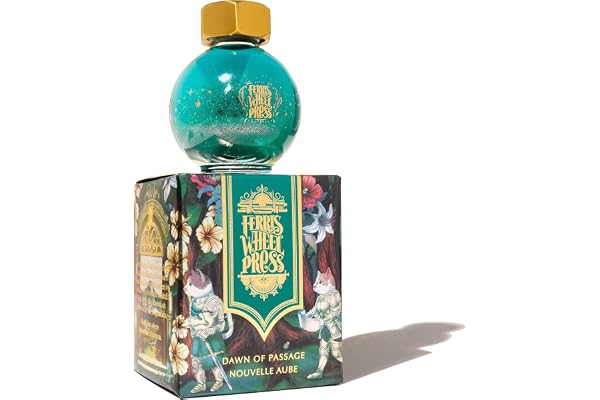 Ferris Wheel Press Ink, Ferritales Collection, Dawn of Passage, Lively Teal with Champagne Shimmer, 20ml Fountain Pen Ink Bot