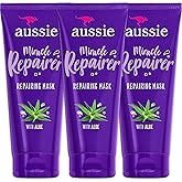 Aussie Miracle Repairer Reconstructing Hair Mask, 3 Pack Hair Mask with Aloe, Repair and Protect Damaged Hair, for All Hair Types 6.7 fl oz