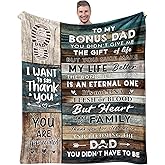VXDRZGT Bonus Dad Gifts - Step Dad Valentines Birthday Gifts - Gift for Stepdad from Daughter Son - Stepped Up Dads Gift - Stepdad Gift - Bonus Dads Throw Blanket 60" x 50"