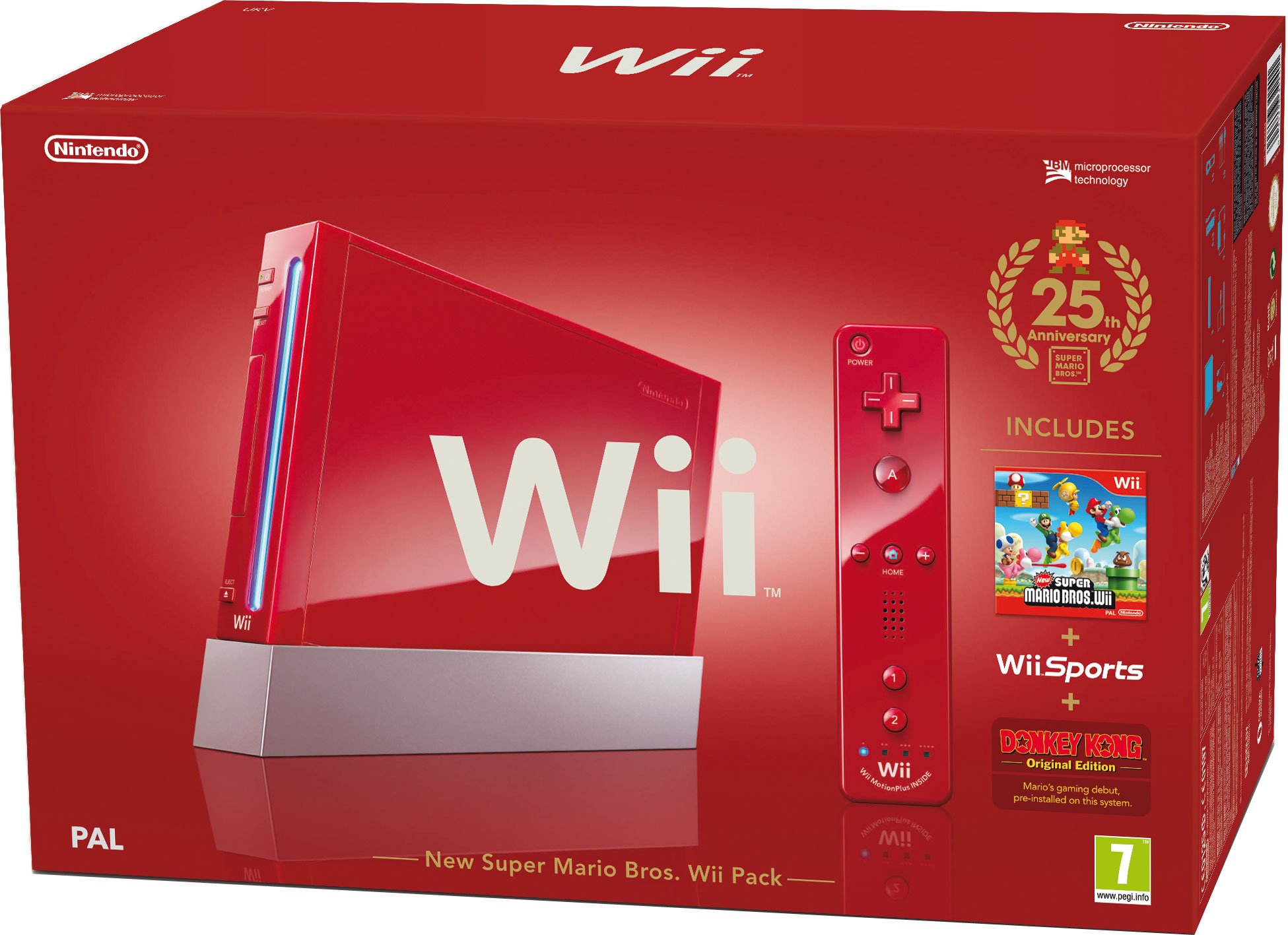 Nintendo Wii Console (Red) with Wii Sports plus New Super Mario Bros