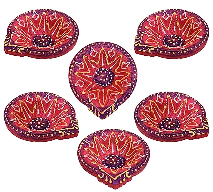 AL-Crafts 6 Pcs Set of Diwali Gift/Decorations Clay Diya/Handmade Natural Earthen Oil Lamp/Welcome Traditional Diyas/Deepawali Diya Lamp/Earthen Oil lamp/Indian Gift Items