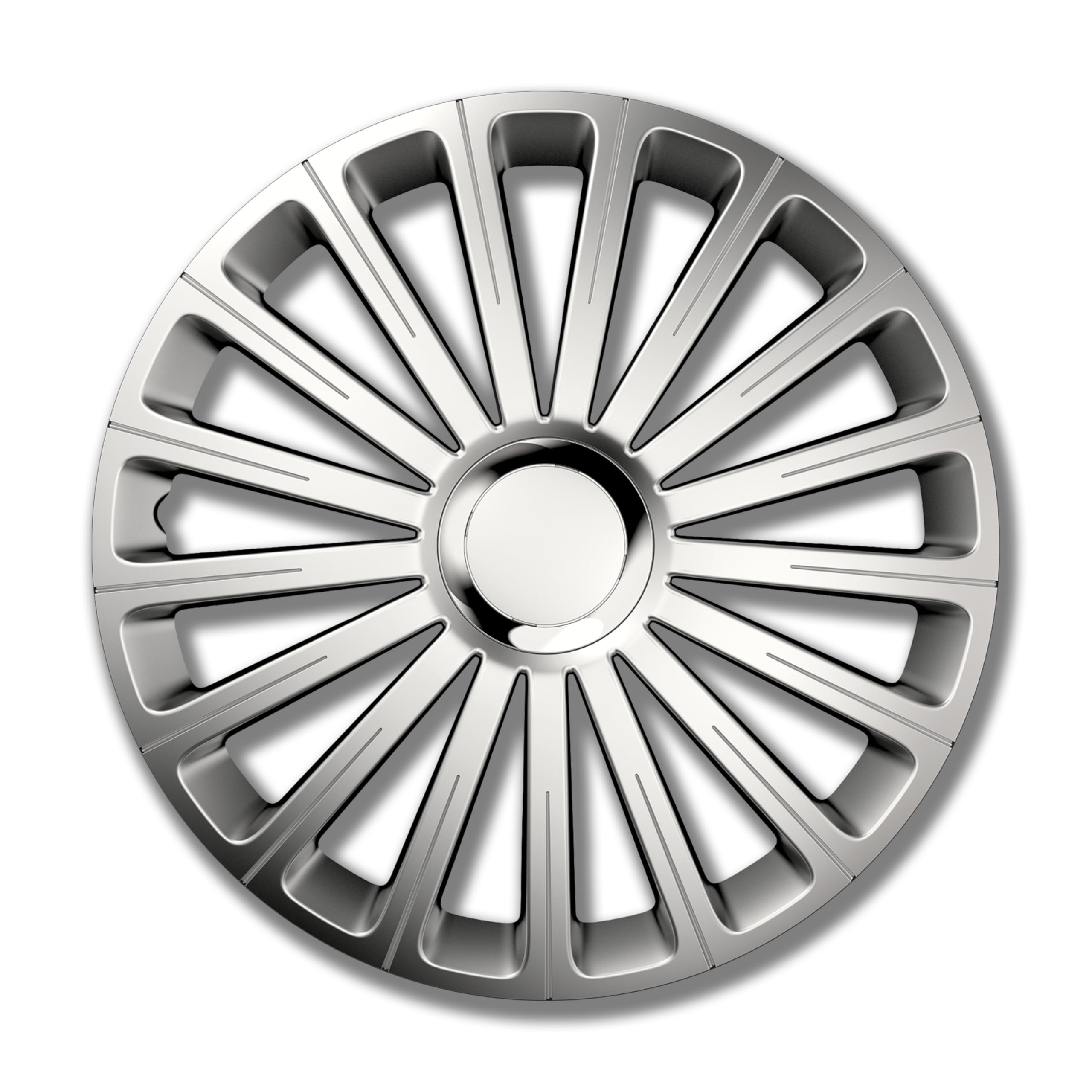 Petex Radical Pro RB535114 Wheel Trims 14 Inch Double-Lacquered with Chrome Ring ABS Plastic in Box Silver - Set of 4