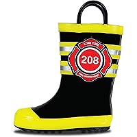 LONECONE Rain Boots with Easy-On Handles in Fun Patterns & Solid Colors for Toddlers and Kids