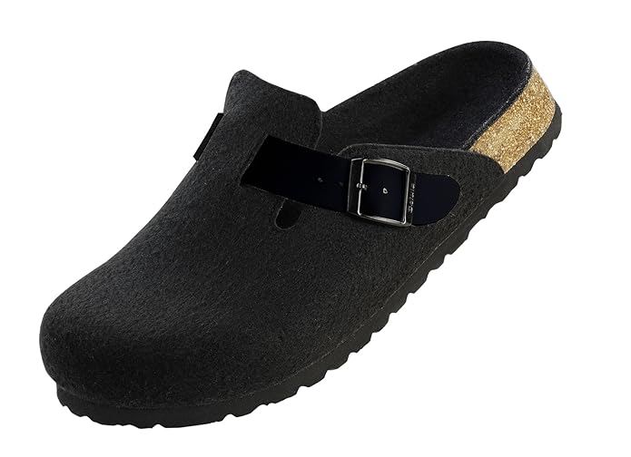 Betula Filzpantolette in schwarz mit schmalem Fußbett und Weichbettung (44)