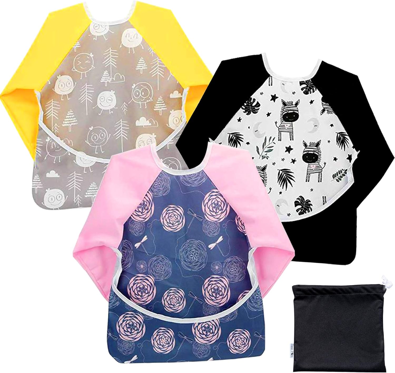 TinyToes Long Sleeve Bib(Pack of 3) Coverall Waterproof Unisex Soft