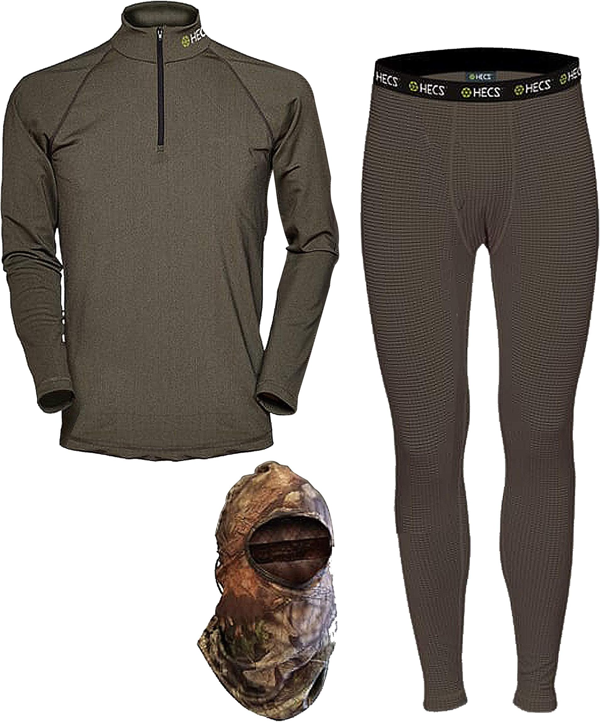 HECS Hunting 3-Piece HECStyle High Performance Base Layer - Outdoor Hunter's Clothing, Moisture Wicking Underwear for Men and Women - Hunting Gear
